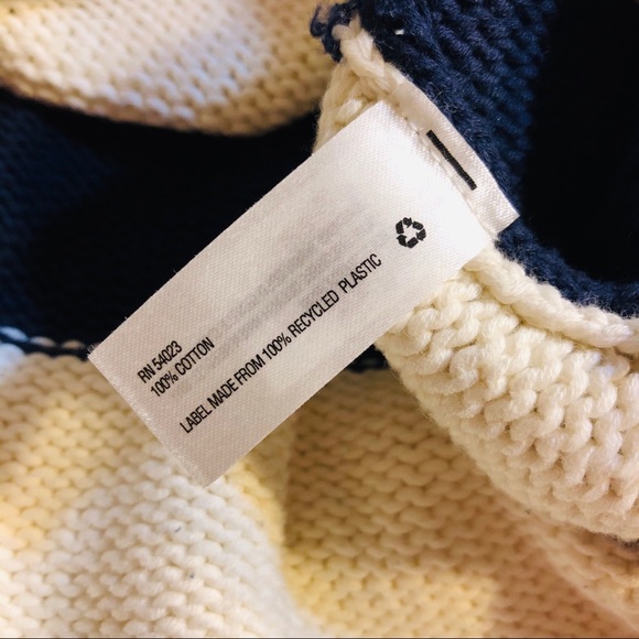 Gap chunky sweater XL navy blue white striped - Picture 4 of 6